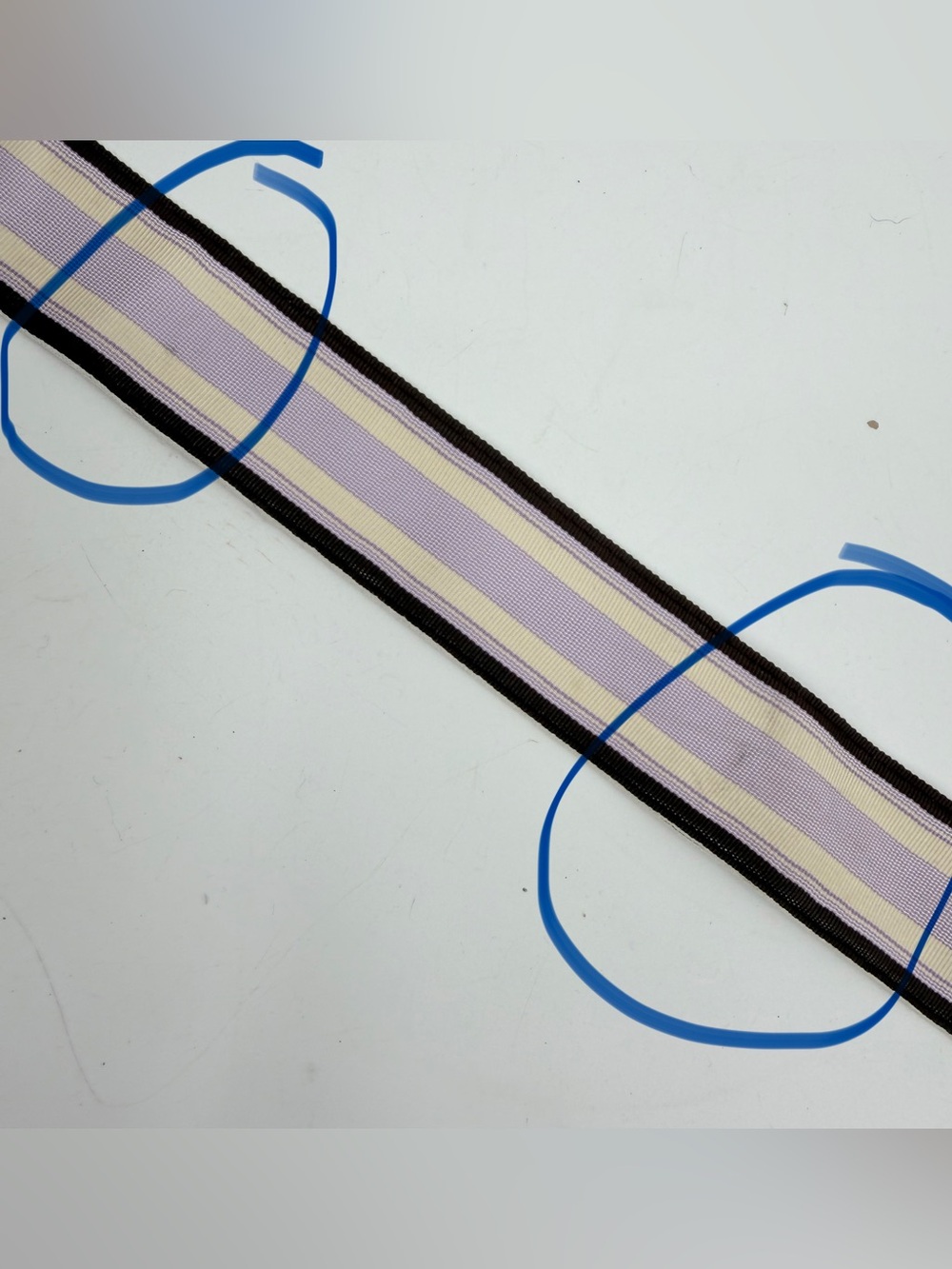 J. Crew Belt Womens S/M Grosgrain Ribbon D-Ring Bambo Purple Striped READ - Picture 5 of 9